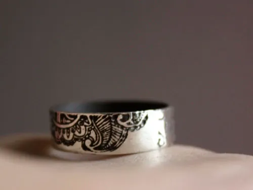 Hanae, anillo flor de cachemira en plata