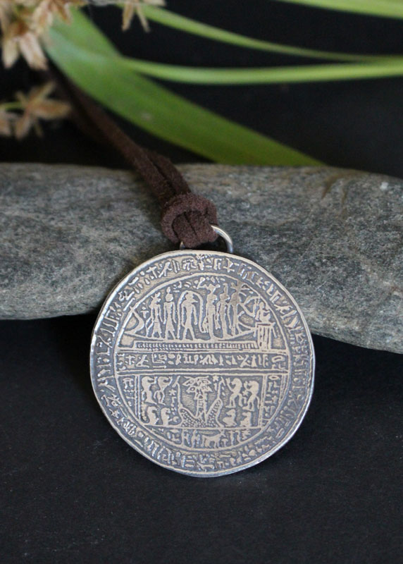 Harnetatf hypocephalus, egyptian necklace in sterling silver