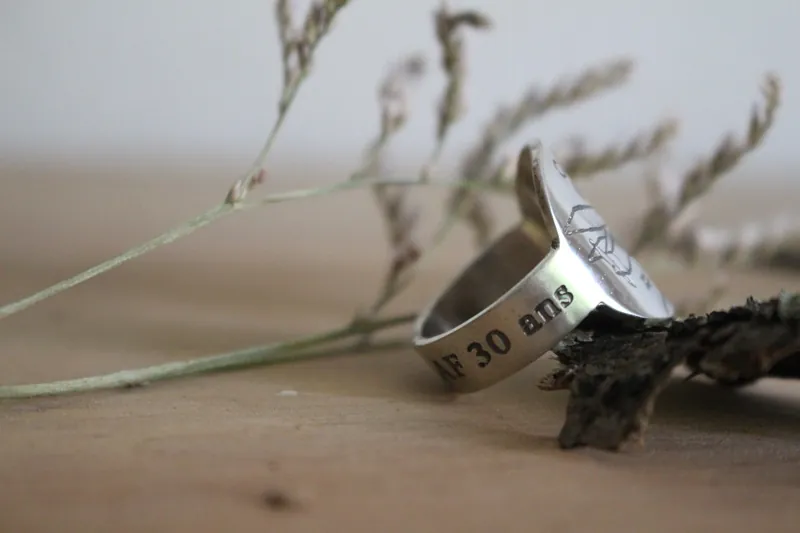 Haz de tu vida un sueño y de un sueño una realidad, anillo el avión del Principito en plata