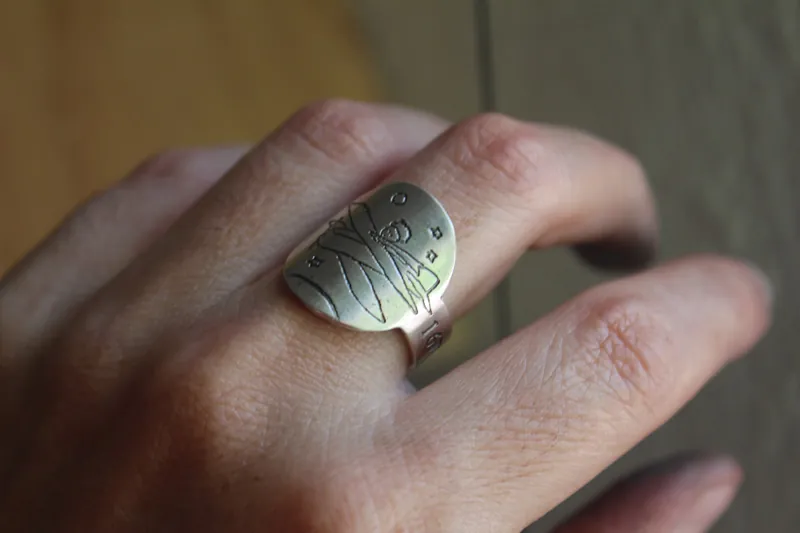 Haz de tu vida un sueño y de un sueño una realidad, anillo el avión del Principito en plata