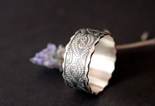 Helecho, anillo botánico en plata