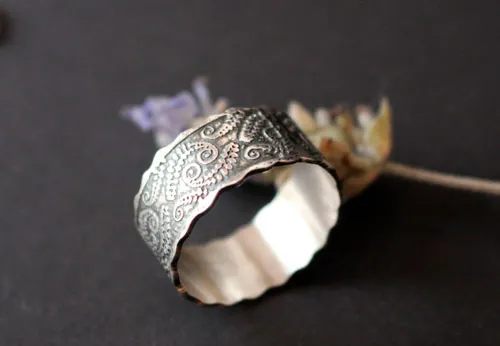 Helecho, anillo botánico en plata