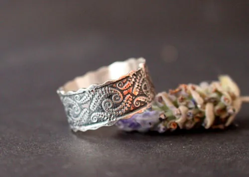 Helecho, anillo botánico en plata