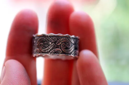 Helecho, anillo botánico en plata
