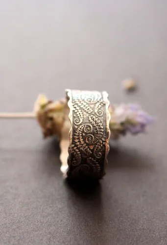Helecho, anillo botánico en plata