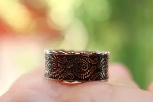 Helecho, anillo botánico en plata