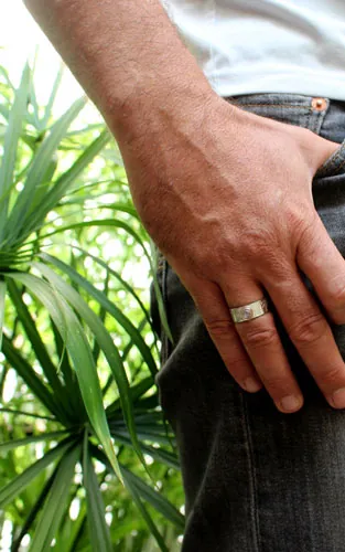 Helecho de plata, anillo leyenda maorí en plata y labradorita blanca