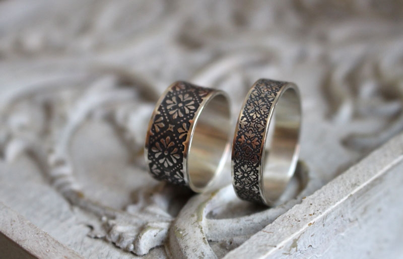 Helorian, medieval flower silver ring