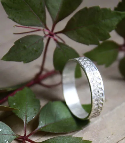 Hiedra, anillo vegetal en plata