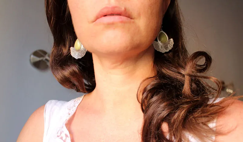 Hojas del sol, aretes hoja de ginkgo en plata y aventurina