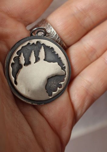 Home is wherever I’m with you, bear necklace in silver