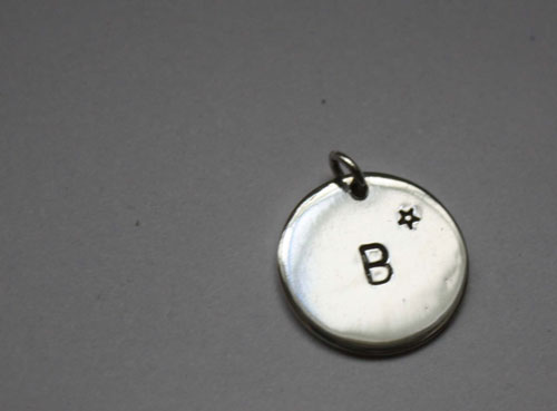 Initial medal, personalized letter pendant in sterling silver