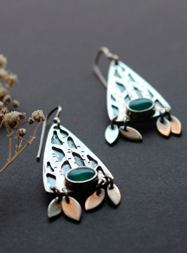 Inner forest, tree earrings in sterling silver and aventurine