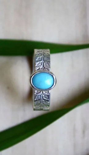 Ipomoea, anillo planta trepadora en plata y turquesa