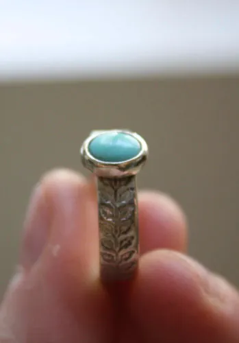 Ipomoea, anillo planta trepadora en plata y turquesa
