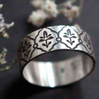 Iris, anillo flor art nouveau en plata