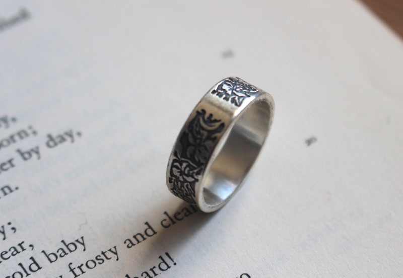 Iris, anillo flor en plata