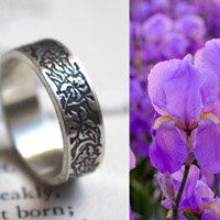 Iris, anillo flor en plata