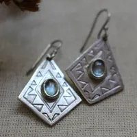 Itzia, aretes rombo mexicano en plata y zircón