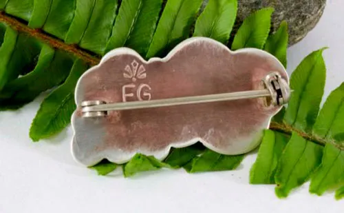 Ivy, broche hiedra en plata y turquesa