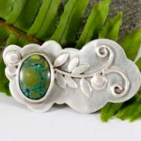 Ivy, broche hiedra en plata y turquesa