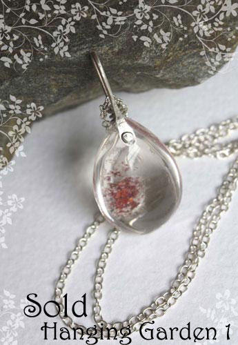 Jardín suspendido, collar misterio de Babilonia en plata y cuarzo fantasma