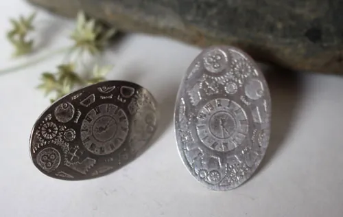 Jules, gemelos engranajes steampunk en plata