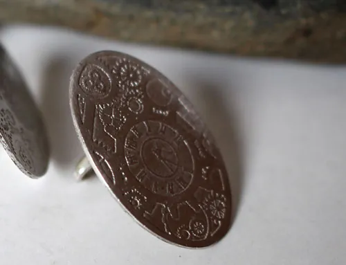 Jules, gemelos engranajes steampunk en plata