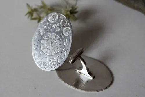 Jules, gemelos engranajes steampunk en plata