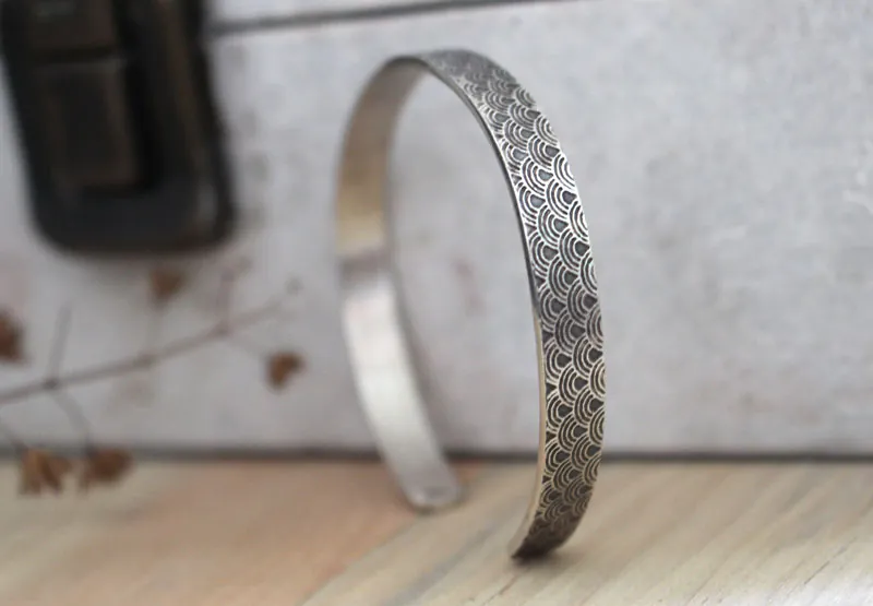 Kaito, pulsera Seigaiha de olas japonesas en plata