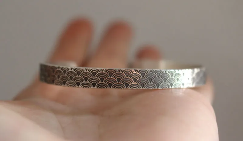 Kaito, pulsera Seigaiha de olas japonesas en plata
