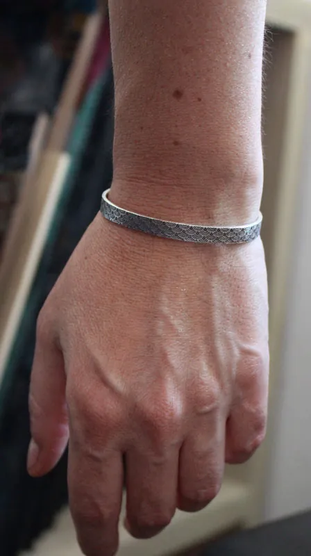 Kaito, pulsera Seigaiha de olas japonesas en plata