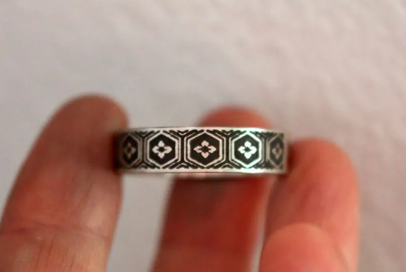 Kikko Hanabishi, anillo escamas de tortuga japonesa en plata