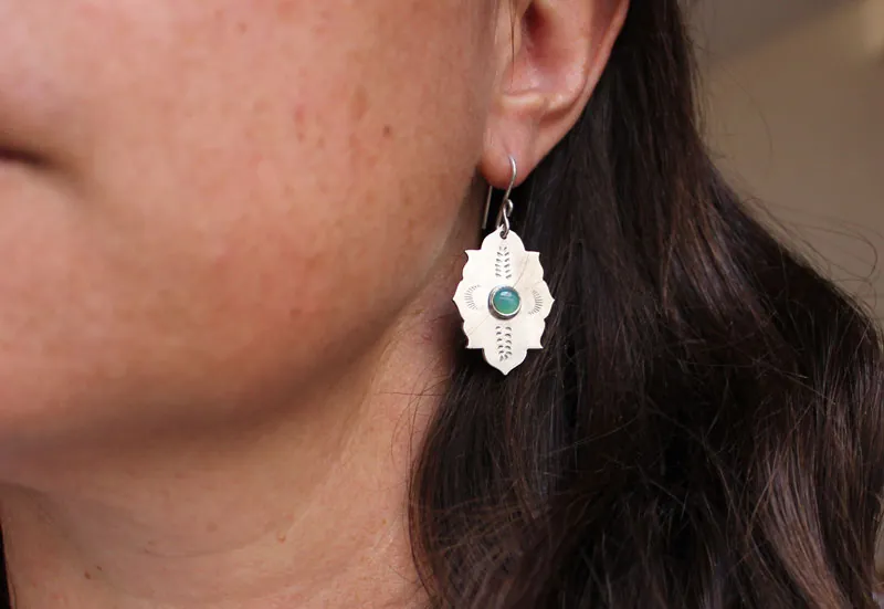 Kirakee, aretes arquitectura oriental morisca en plata y crisoprasa