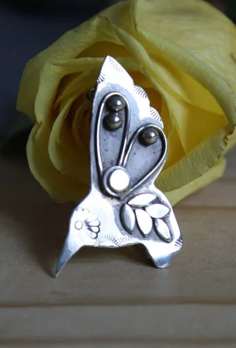 Kolibri, broche colibrí fantástico en plata