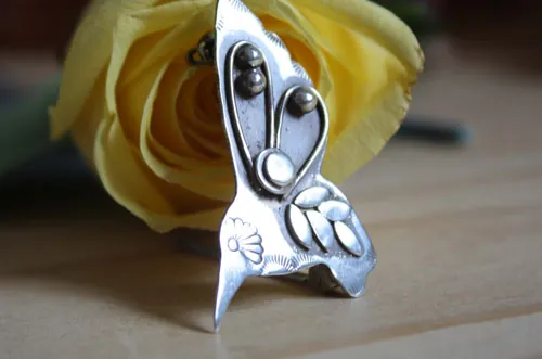 Kolibri, broche colibrí fantástico en plata