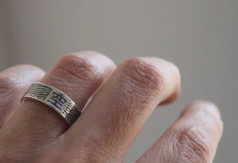 Kû, anillo símbolo budista japonés en plata