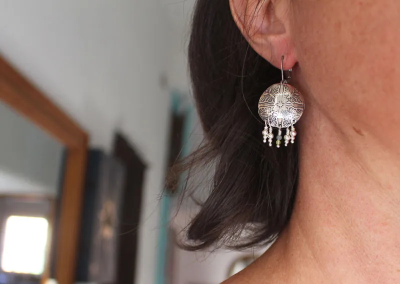 La danza de las mariposas, aretes energía de la primavera en plata, ágata verde y apatita