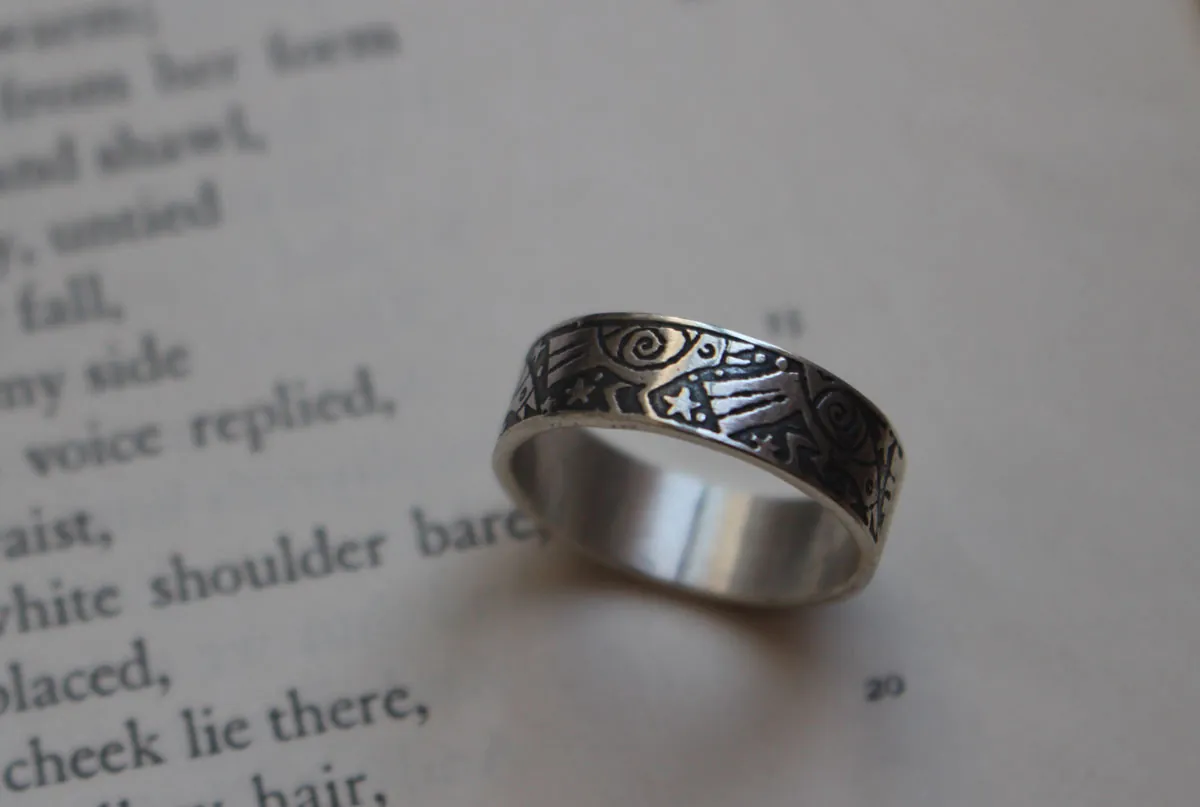 La danza de los cuervos, anillo ave legendaria en plata