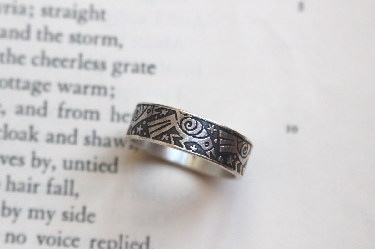 La danza de los cuervos, anillo ave legendaria en plata