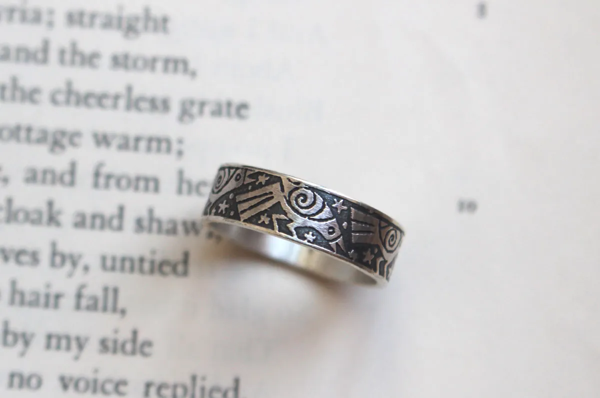 La danza de los cuervos, anillo ave legendaria en plata