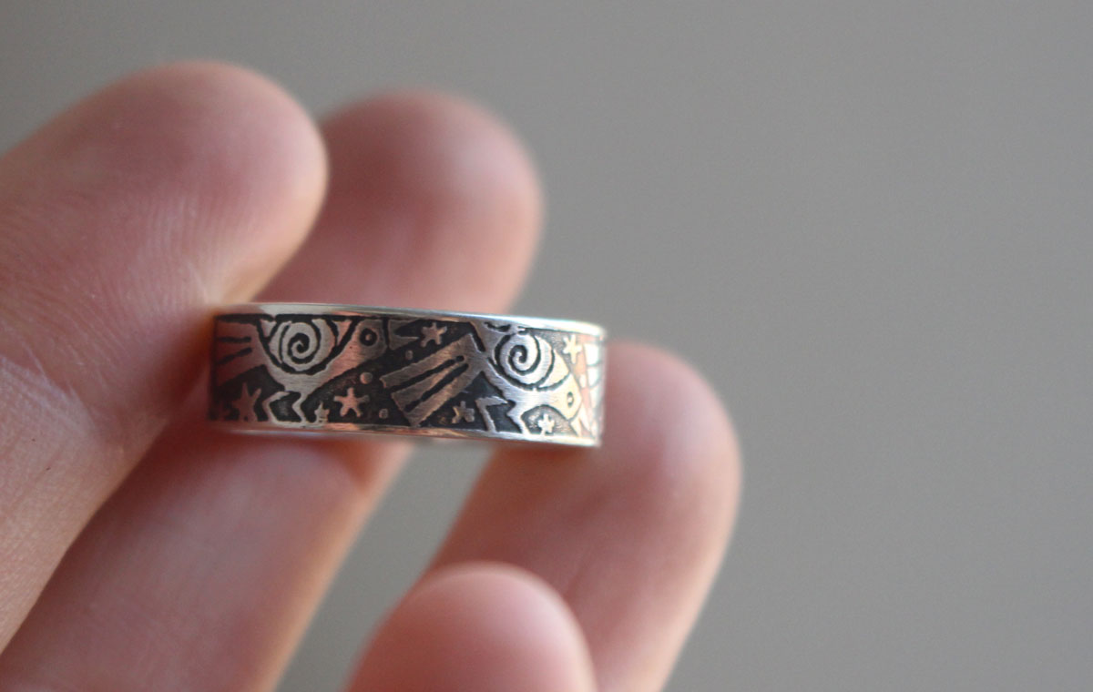 La danza de los cuervos, anillo ave legendaria en plata