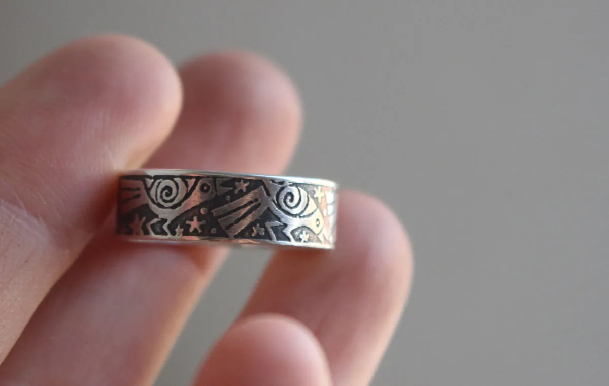 La danza de los cuervos, anillo ave legendaria en plata