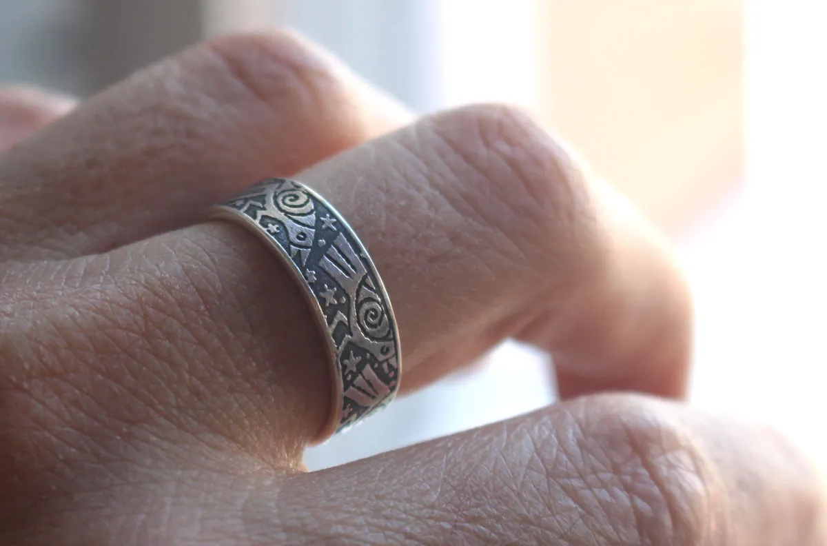 La danza de los cuervos, anillo ave legendaria en plata