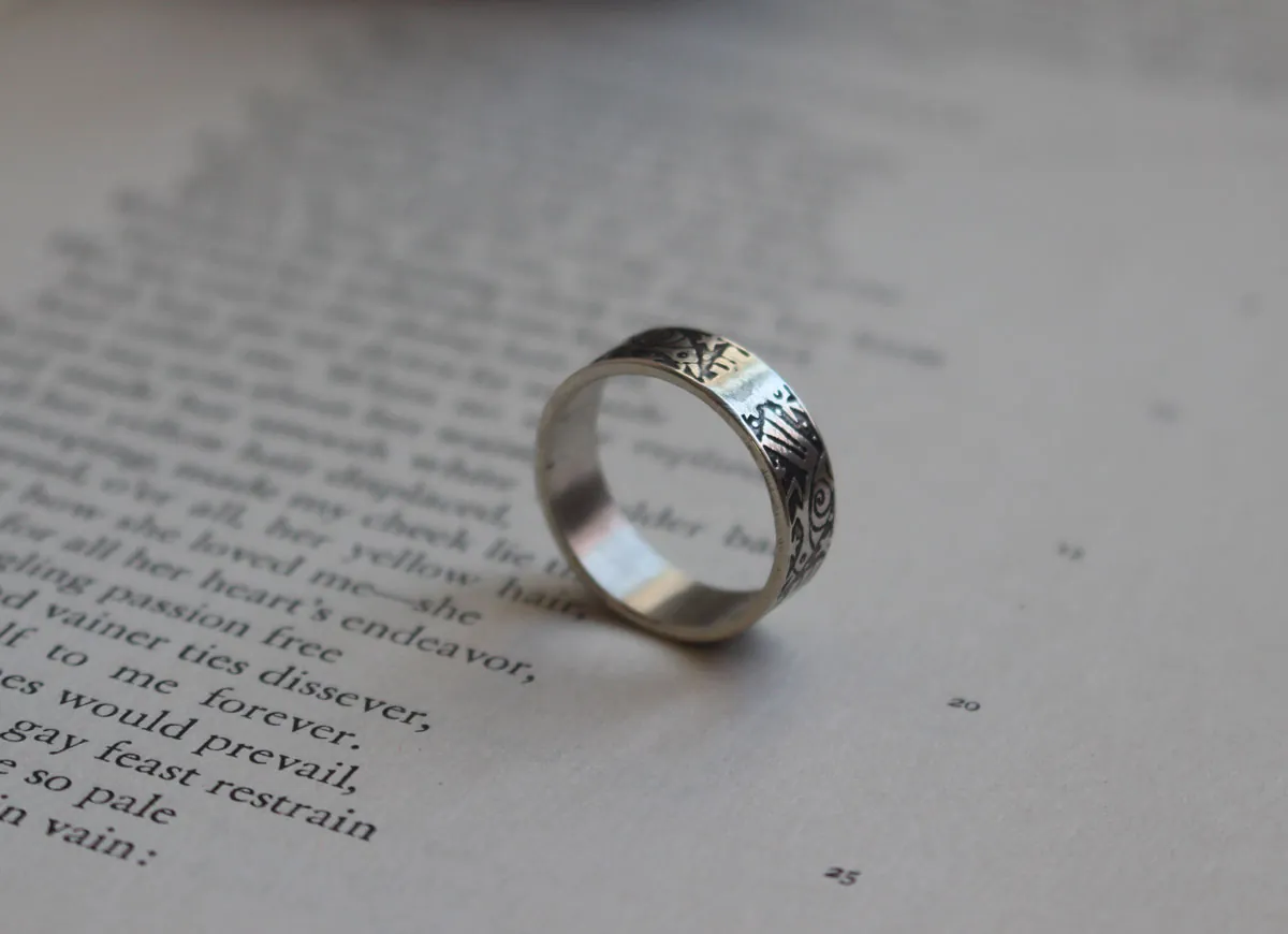 La danza de los cuervos, anillo ave legendaria en plata