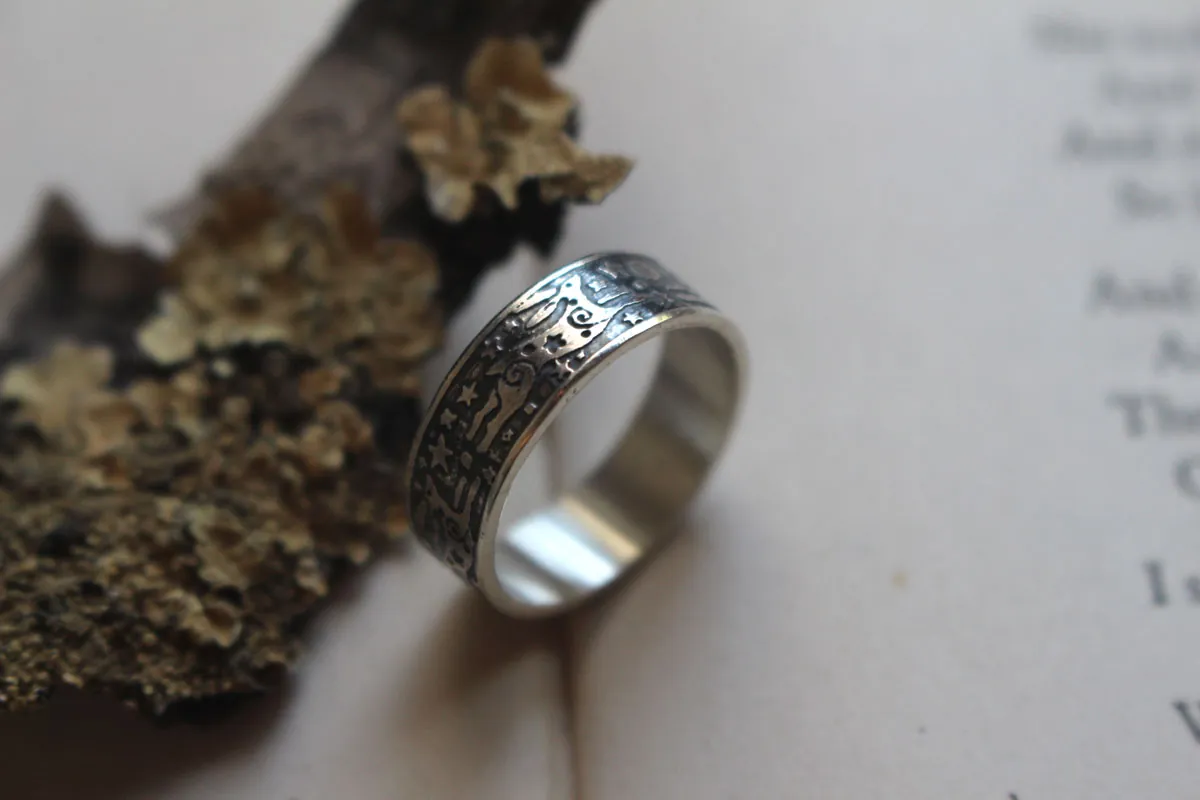 La farándola de las liebres, anillo conejo del cielo nocturno en plata