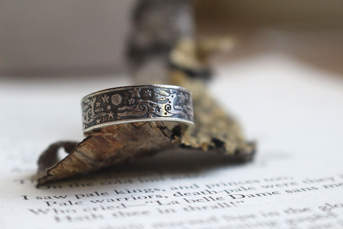 La farándola de las liebres, anillo conejo del cielo nocturno en plata
