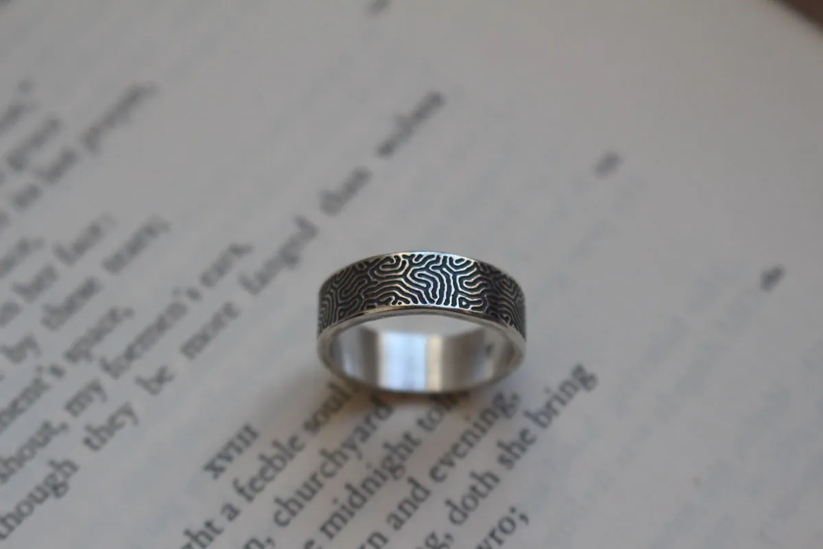 Laberinto, anillo dédalo en plata