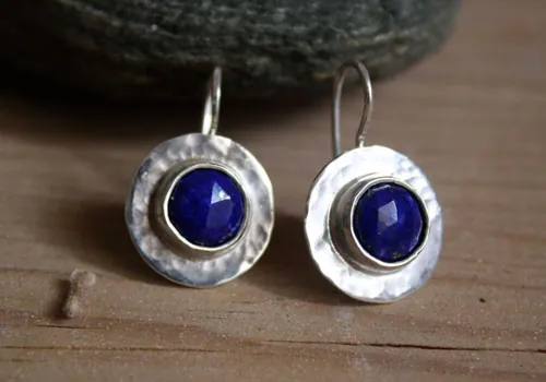 Lapis, aretes egipcios en plata y lapislázuli