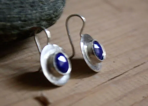 Lapis, aretes egipcios en plata y lapislázuli